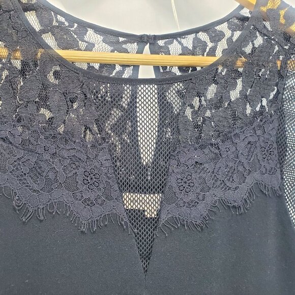 Rebecca Taylor Black Lace & Mesh Lightweight Sleeveless Top Blouse Small (A-10) - Picture 3 of 10